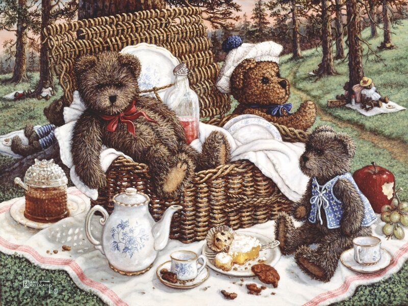 Teddy Bears at Picnic — Brown, Peaceful