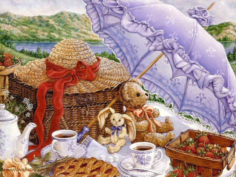 Teddy Bears at Picnic — Purple