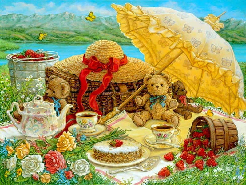 Teddy Bears at Picnic — Yellow