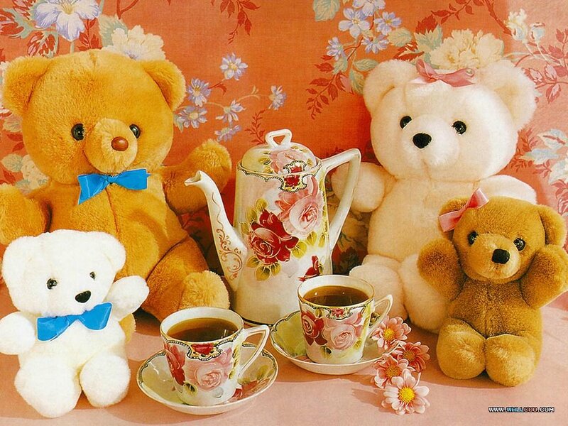 Teddy Bears at Tea Party — Orange