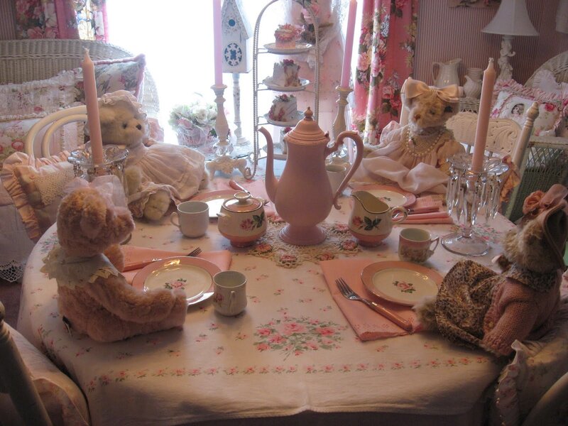 Teddy Bears at Tea Party — Pink