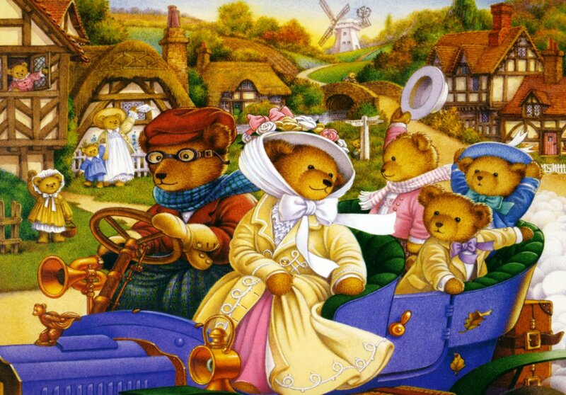 Teddy Bears in Car