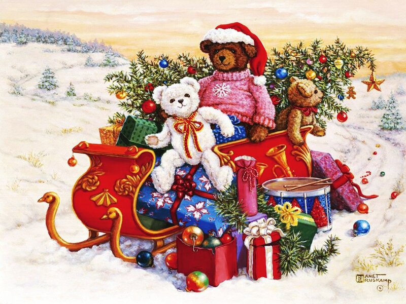 Teddy Bears in Sleigh