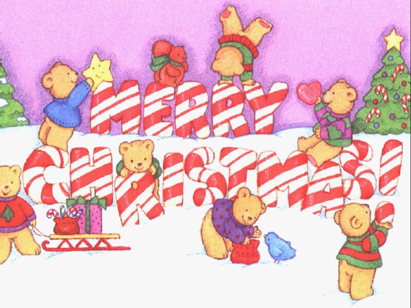 Teddy Bears in Snow — Purple