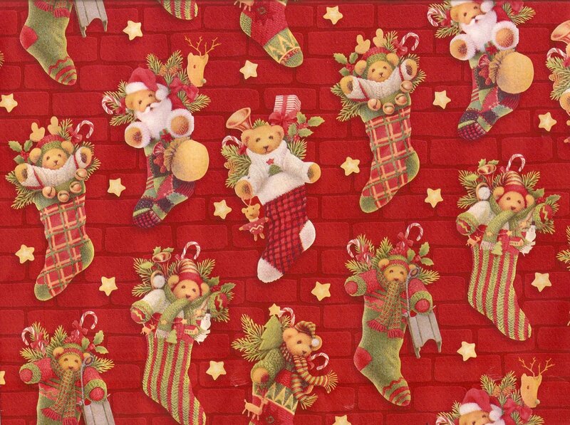 Teddy Bears in Stockings — Red, Festive, Winter