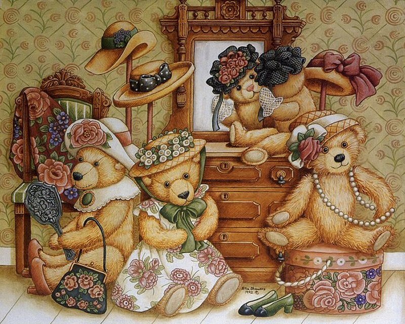 Teddy Bears in Vintage Attire