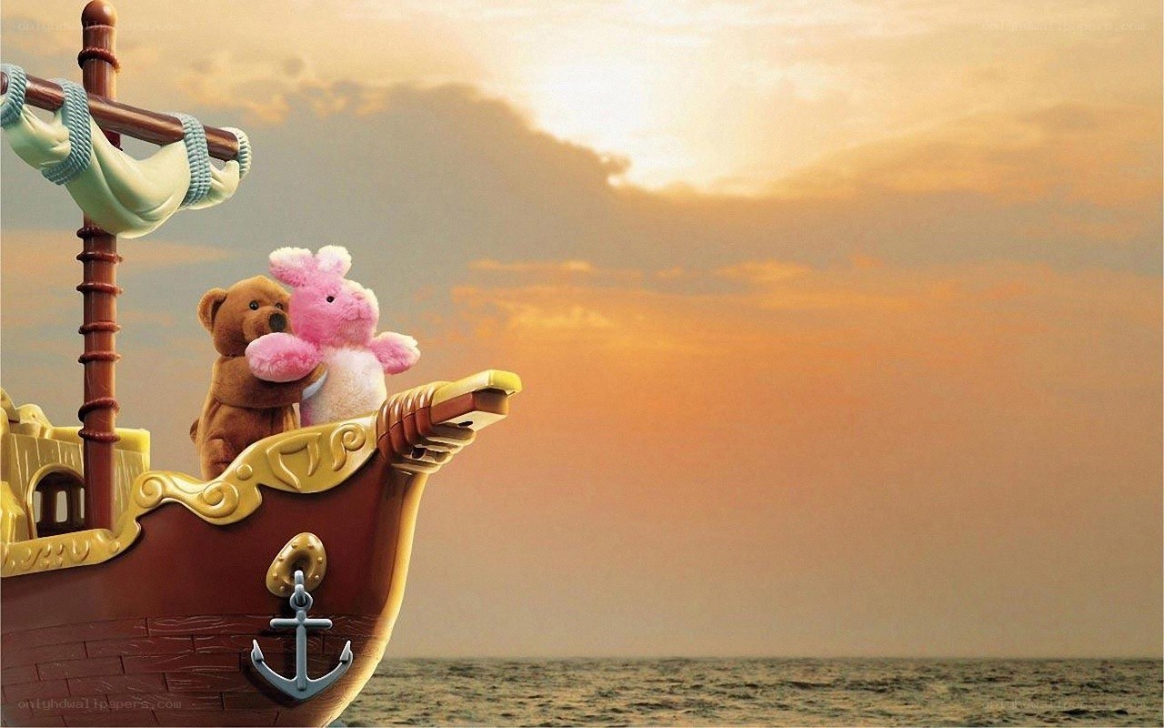 Teddy bears on a pirate ship