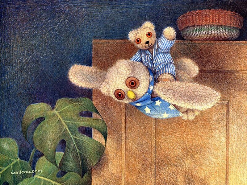 Teddy bears on a shelf