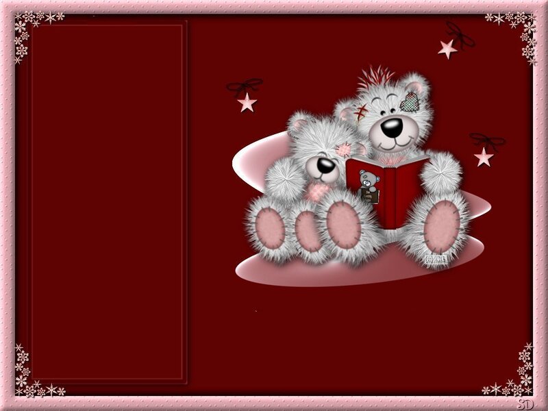 Teddy bears reading together