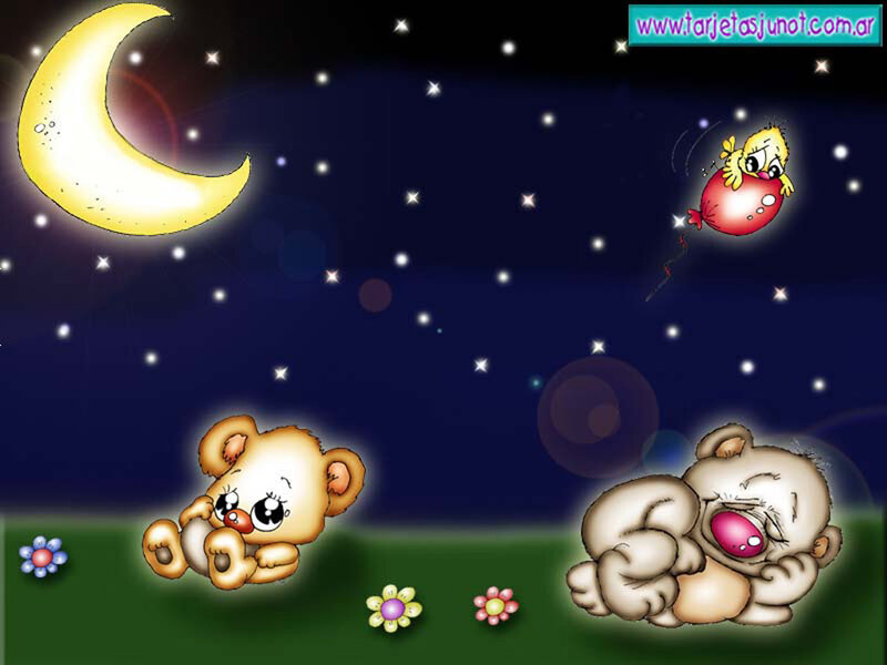 Teddy bears under the moon