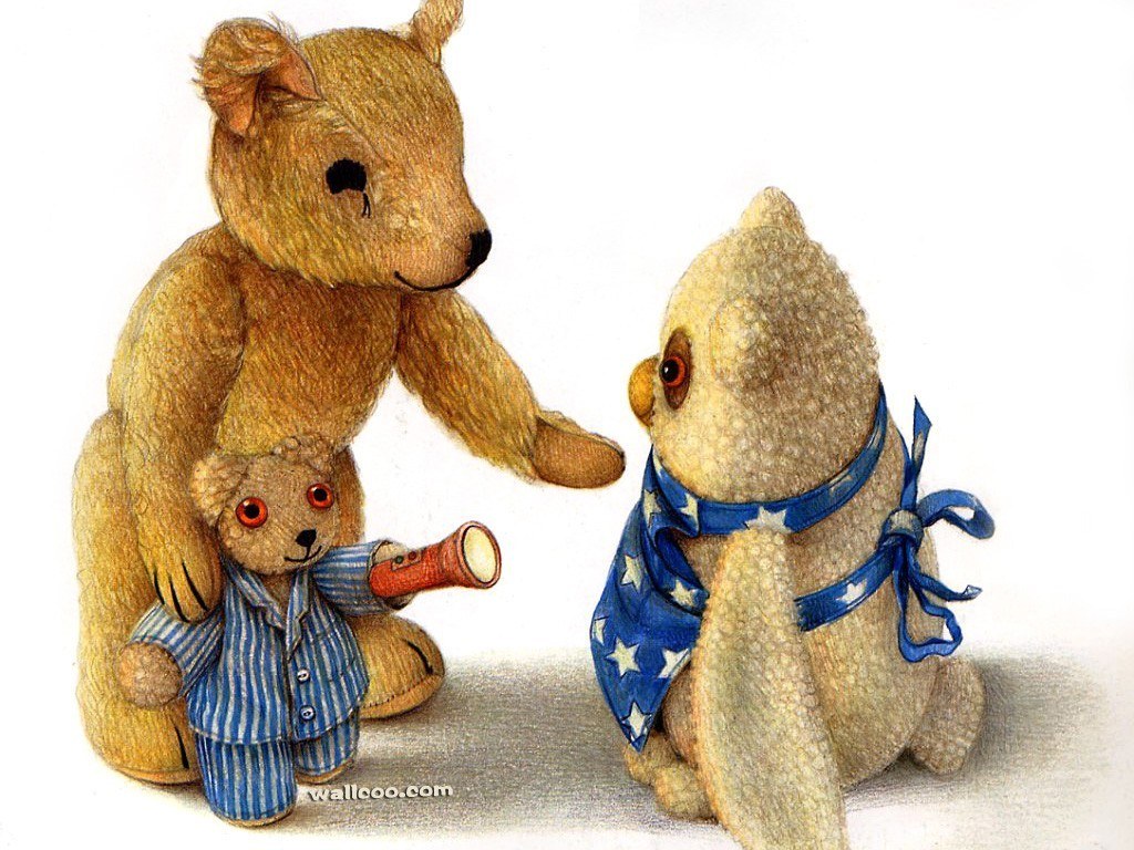 Teddy bears with flashlight