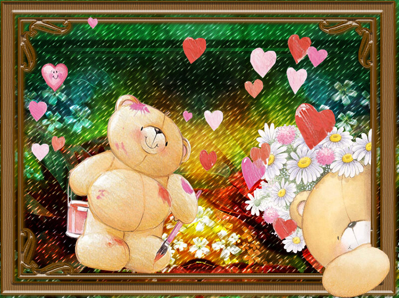 Teddy Bears with Flowers