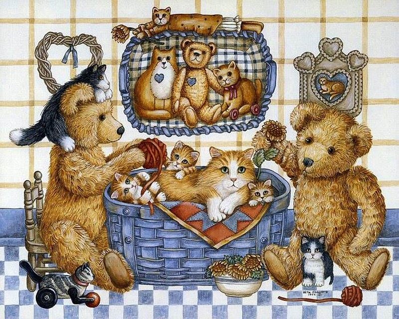 Teddy Bears with Kittens