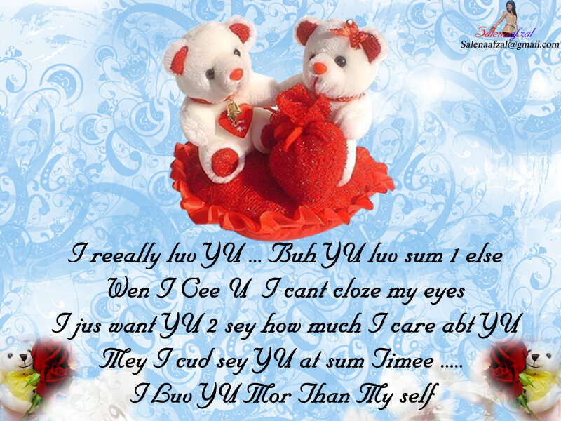 Teddy bears with love message