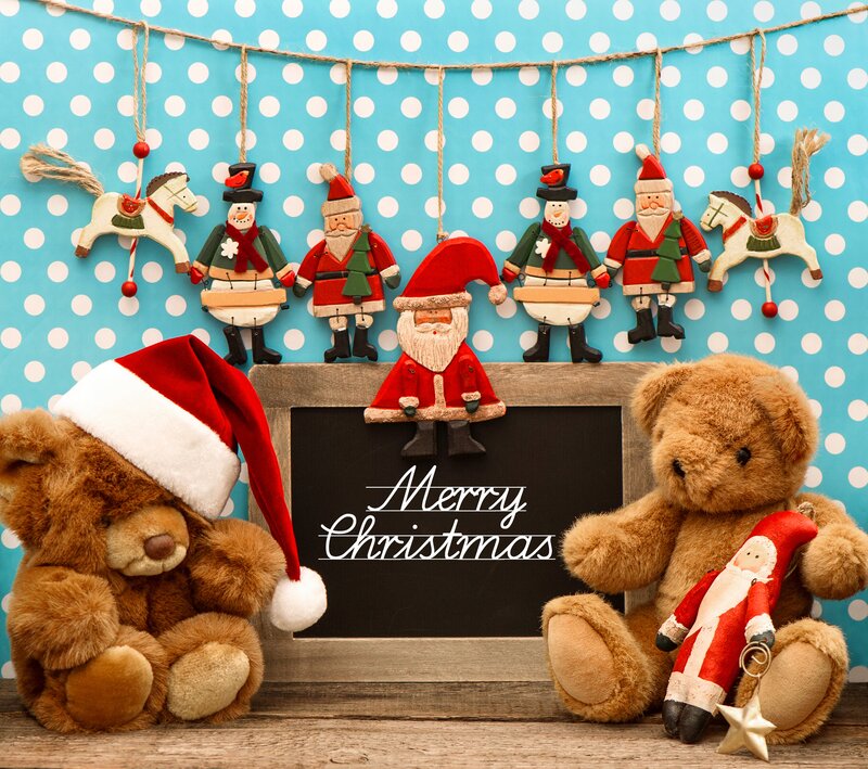 Teddy Bears with Ornaments — Blue