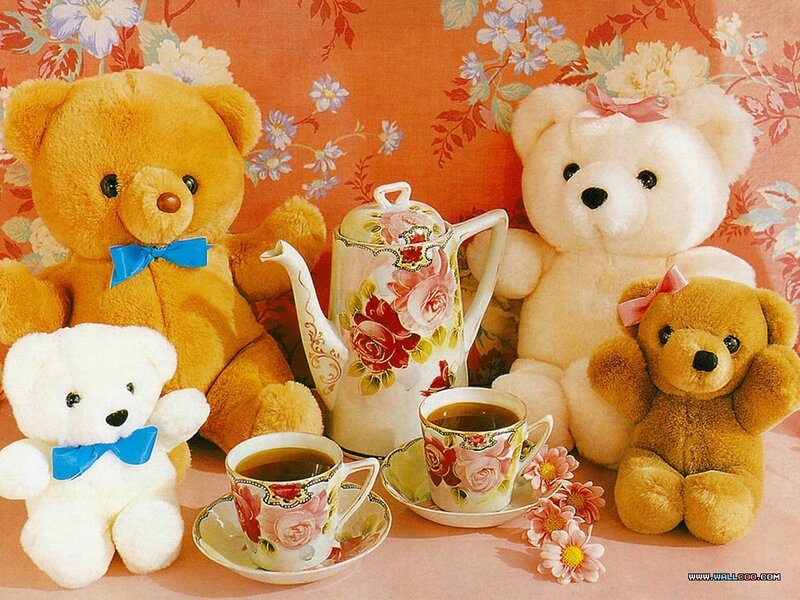 Teddy bears with tea set