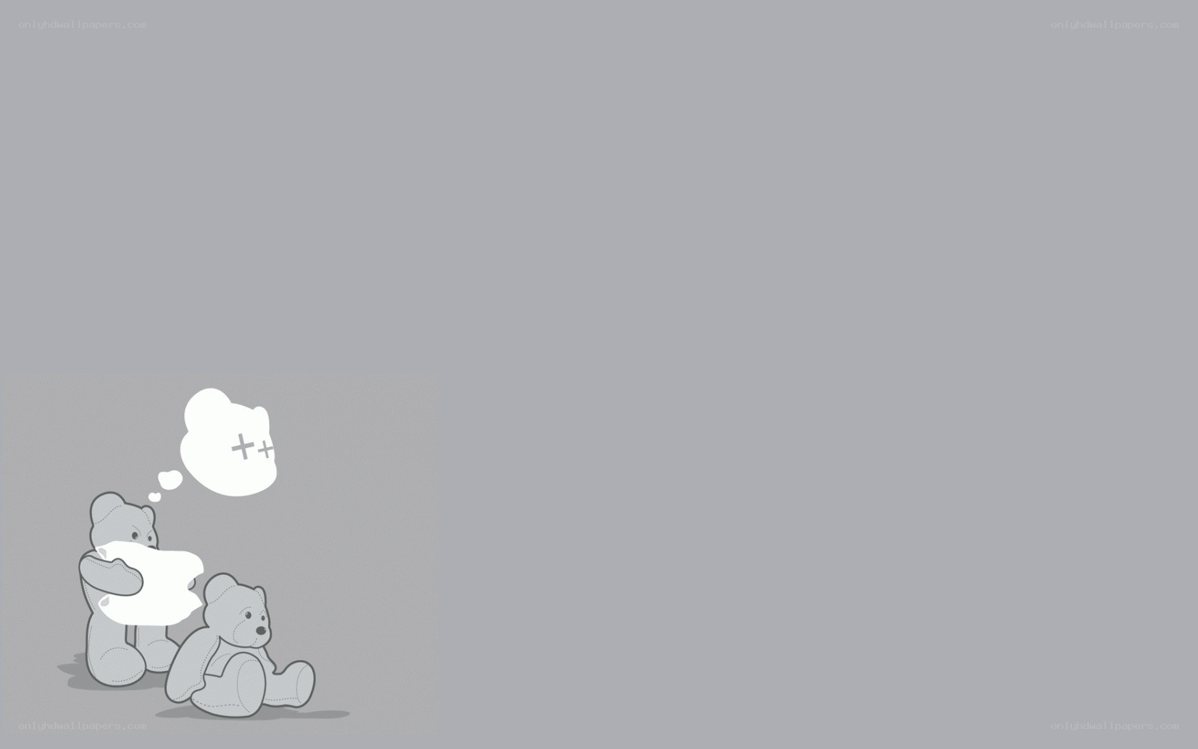 teddy bears with thought bubble