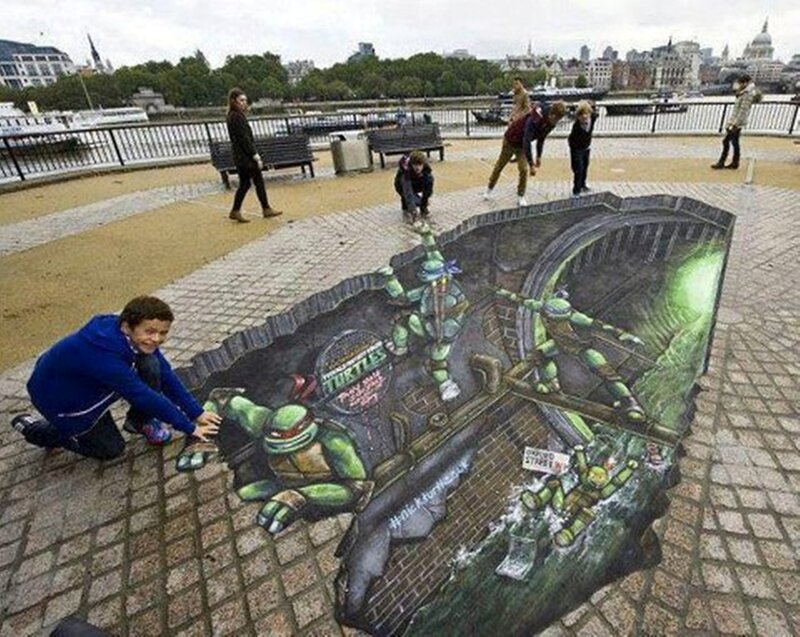 Teen Boy with Chalk Art