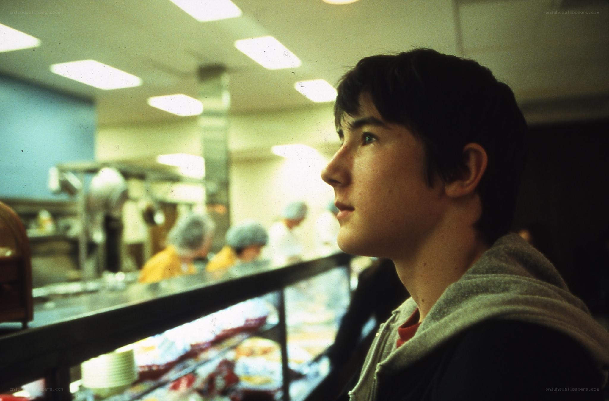 Teen in cafeteria line