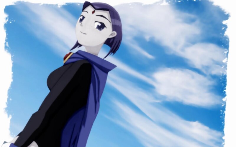teen titans character in blue sky