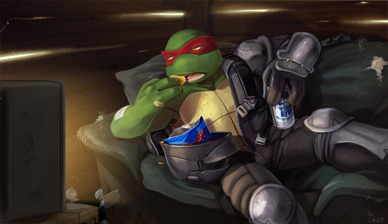 Teenage Mutant Ninja Turtle relaxing