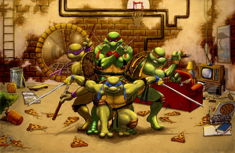 Teenage Mutant Ninja Turtles in lair