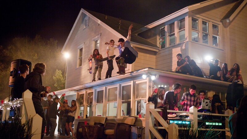 Teenagers at a nighttime party