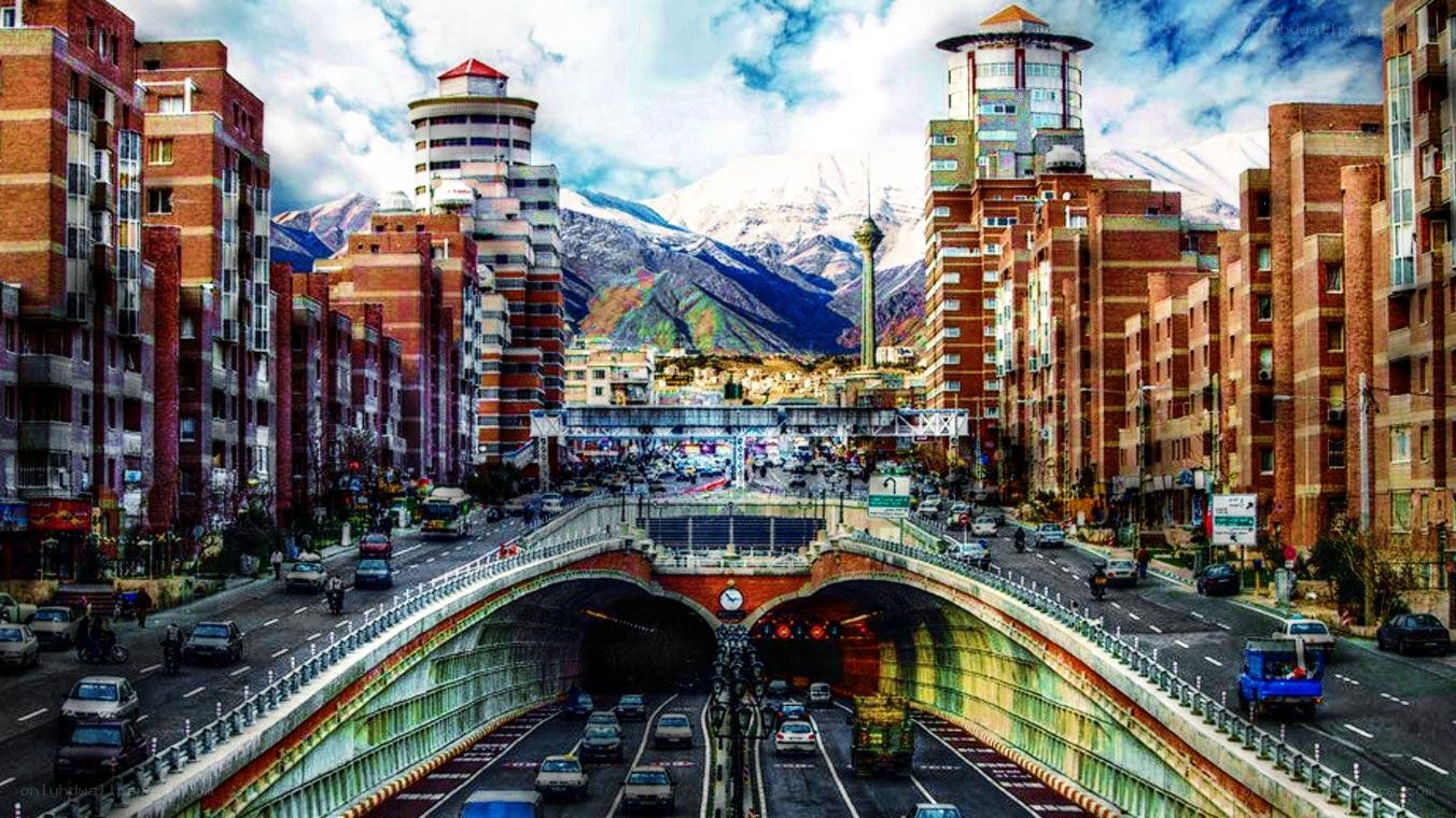 Tehran cityscape with mountains