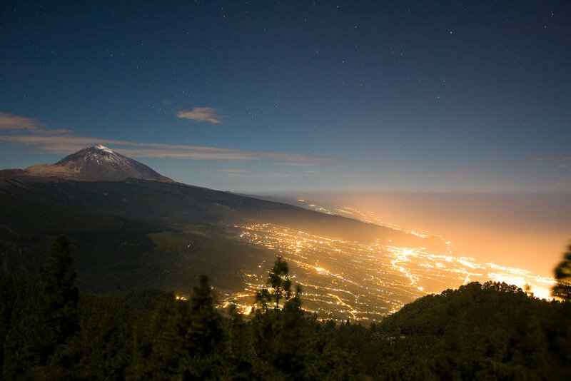 Teide volcano at night
