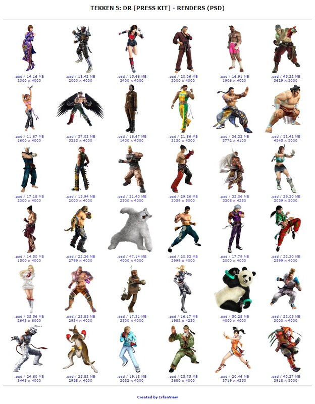 Tekken 5 character renders