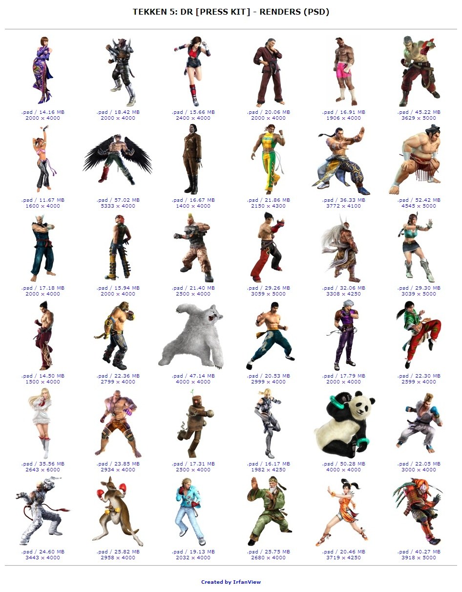 Tekken 5 character renders
