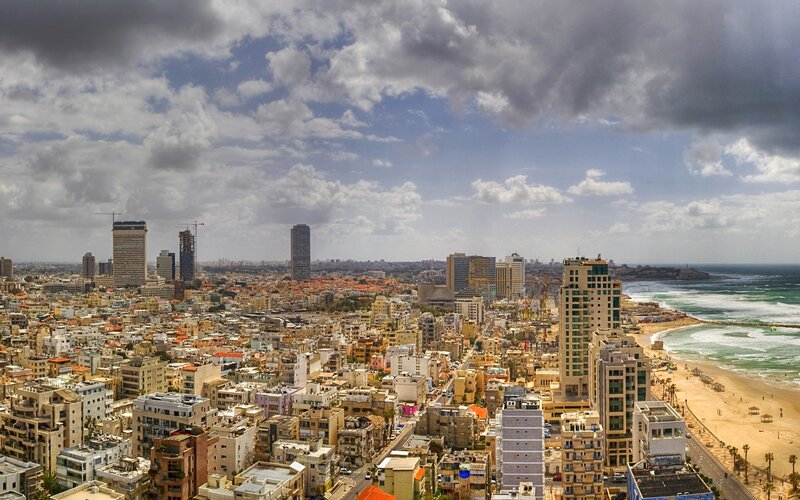 Tel Aviv cityscape with beach