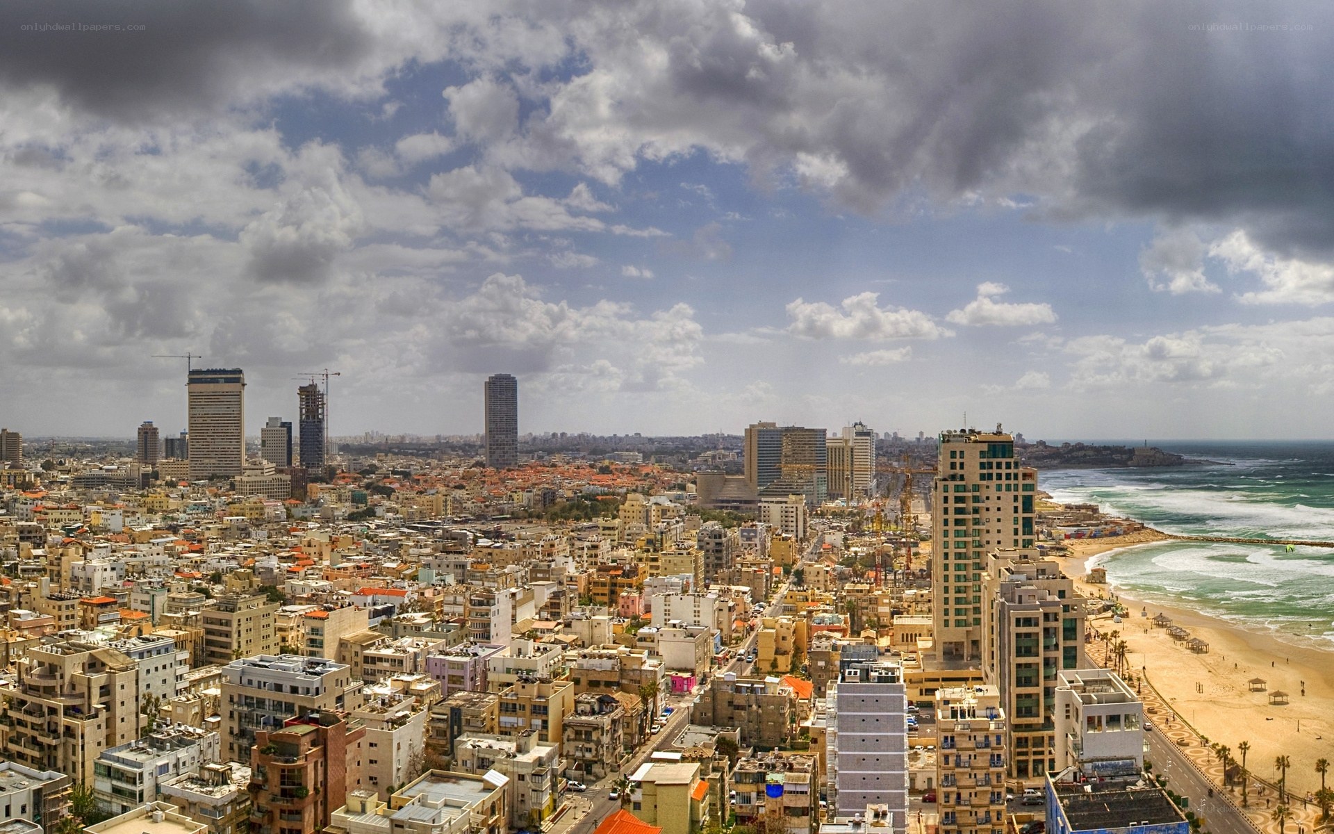 Tel Aviv cityscape with beach