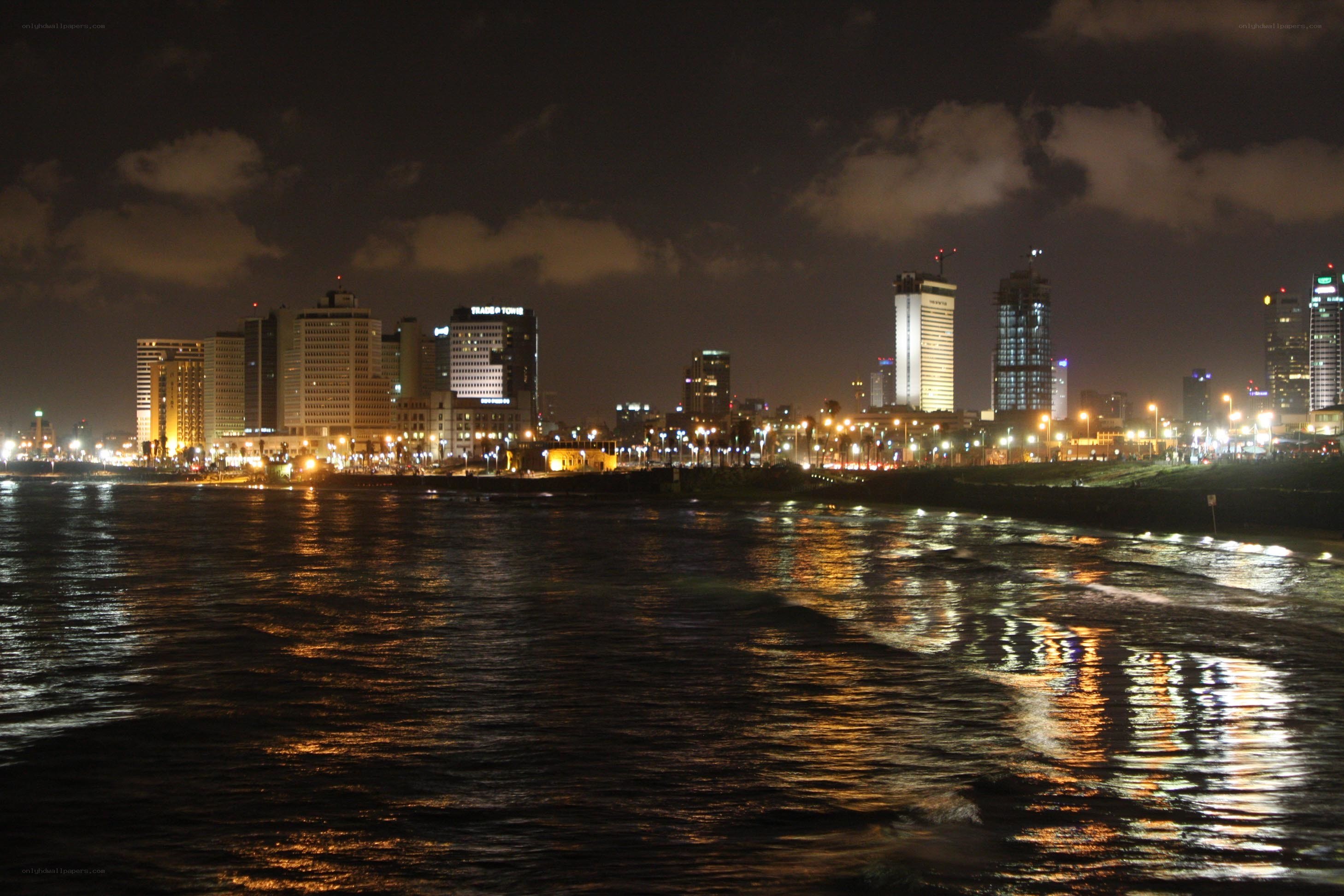 Tel Aviv skyline at night