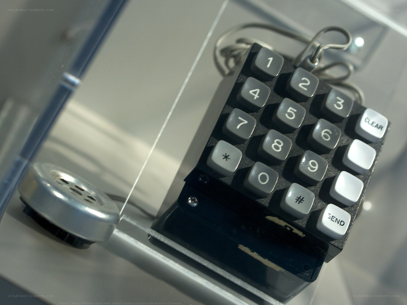 telephone keypad in display case
