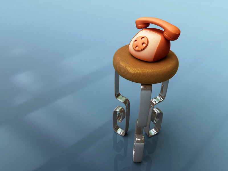 Telephone on a stool