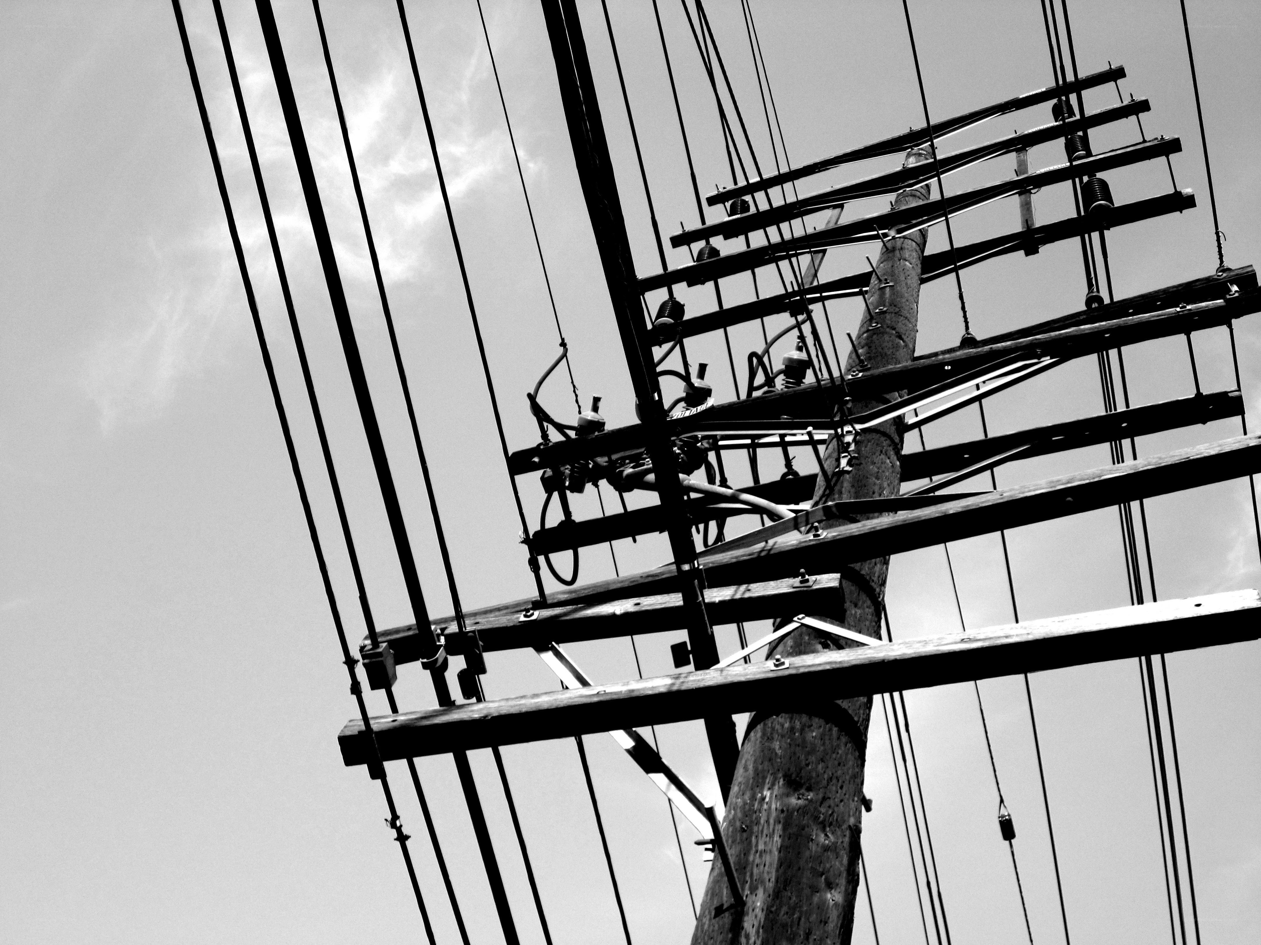 Telephone pole with wires