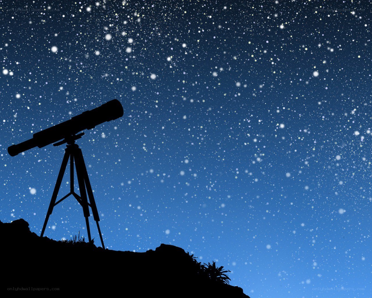 Telescope under starry sky