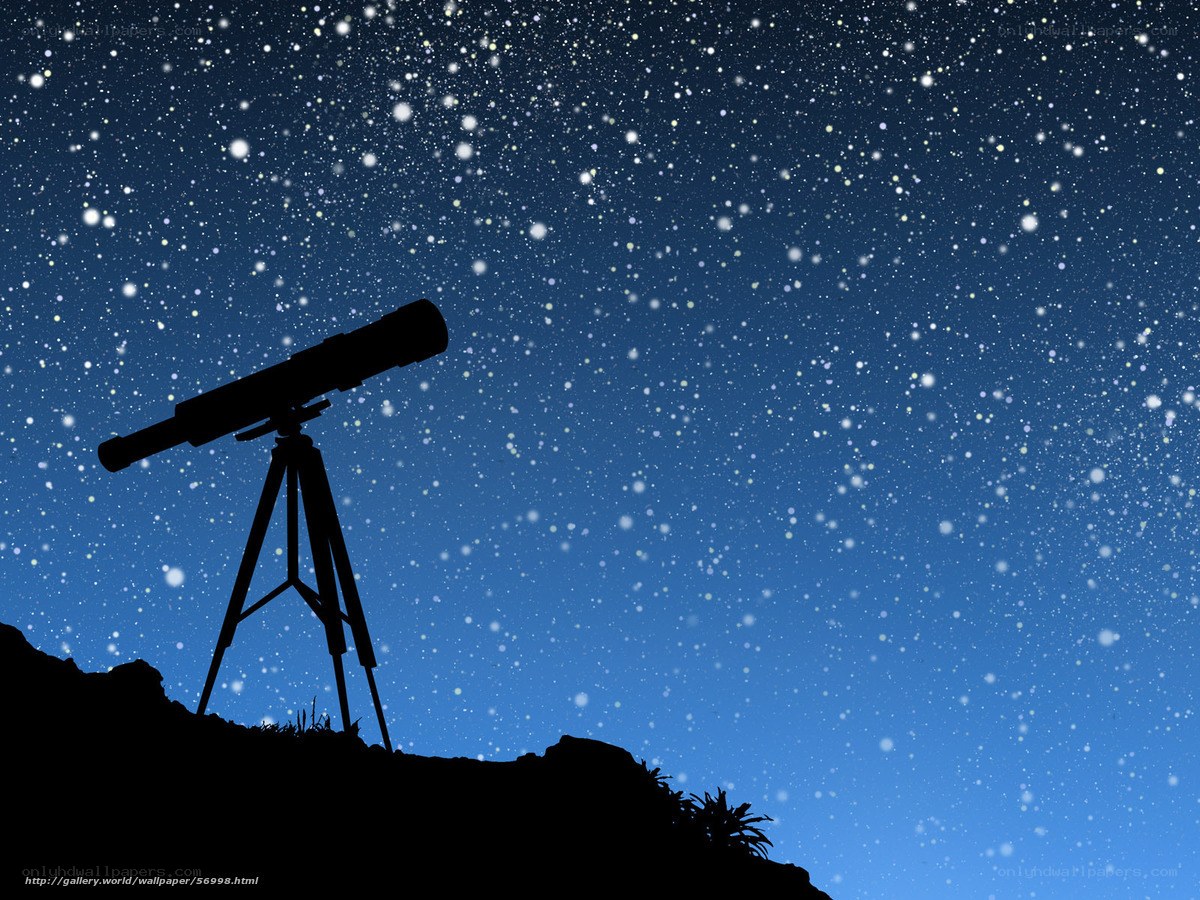 Telescope under starry sky