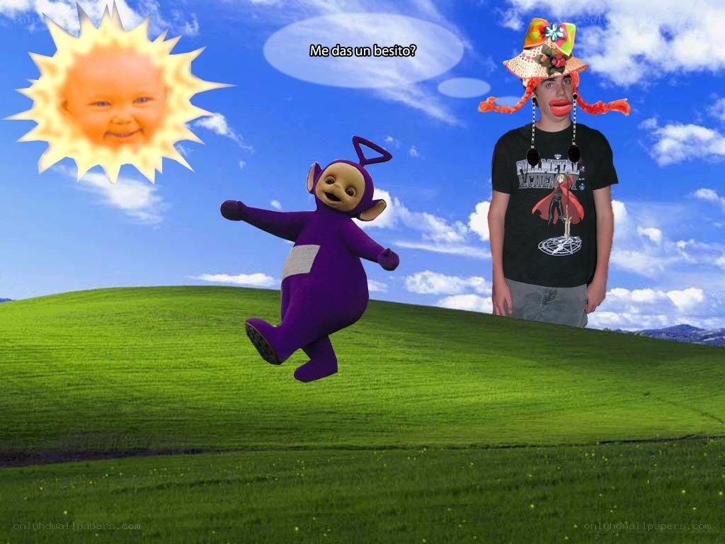 Teletubbies meme with sun and man