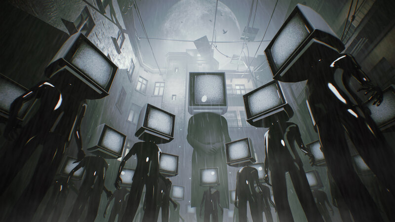 Television-headed Figures — Black, Dystopian