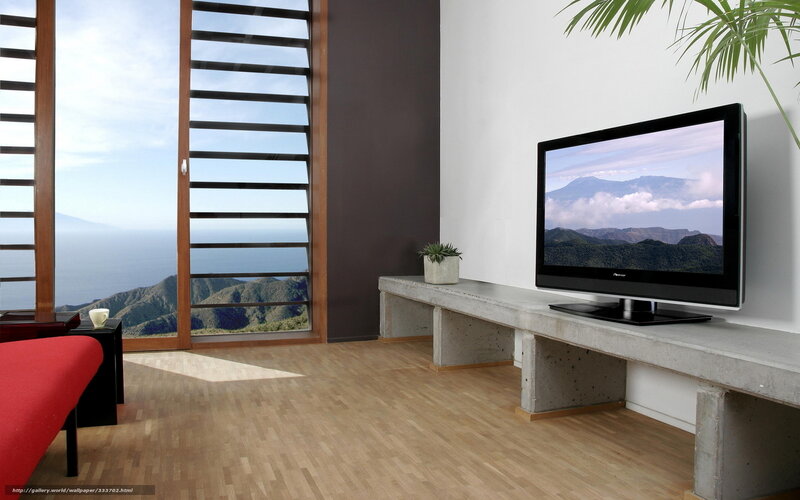 Television in Living Room — White