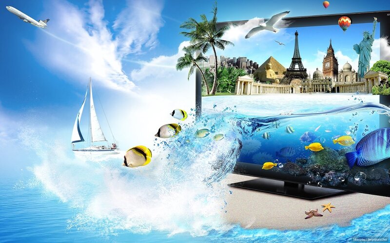 Television Screen with Ocean Scene