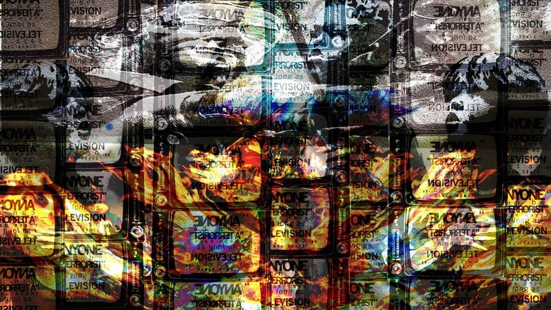television screens collage