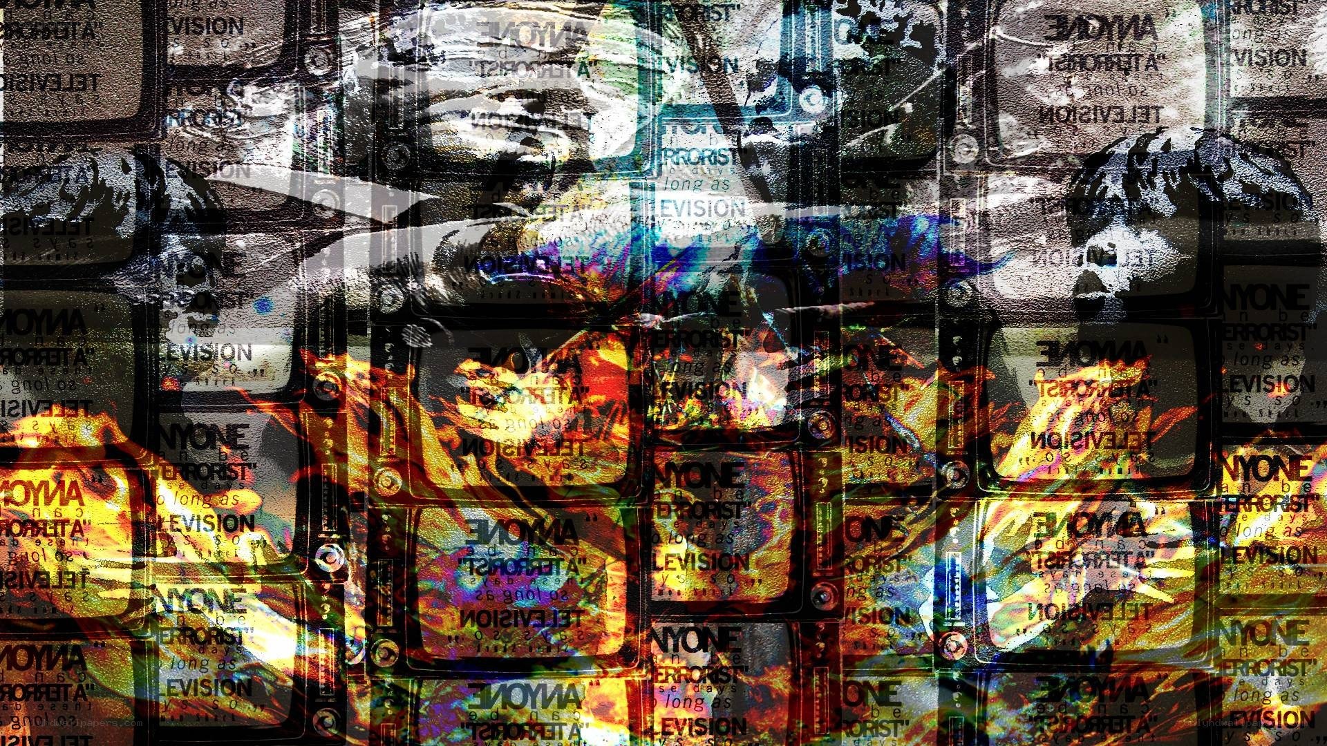 television screens collage