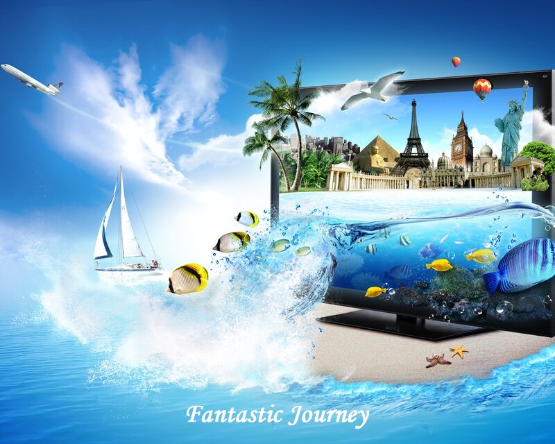 Television Showing Travel Scenes