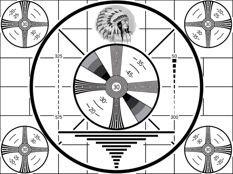 television test pattern with native american portrait