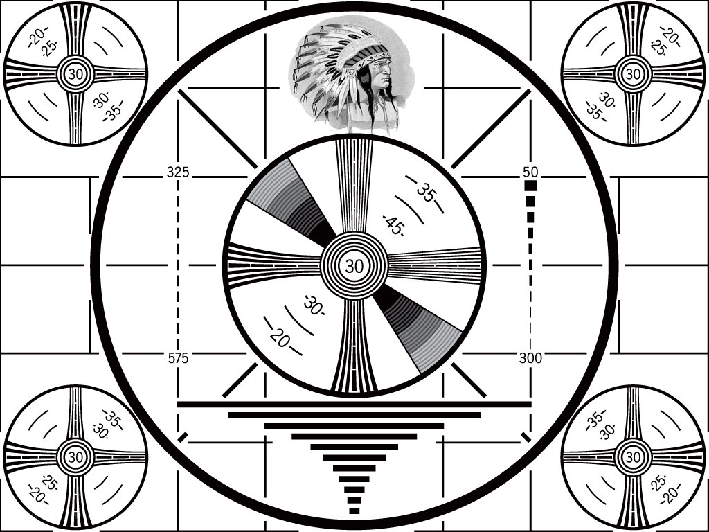 television test pattern with native american portrait