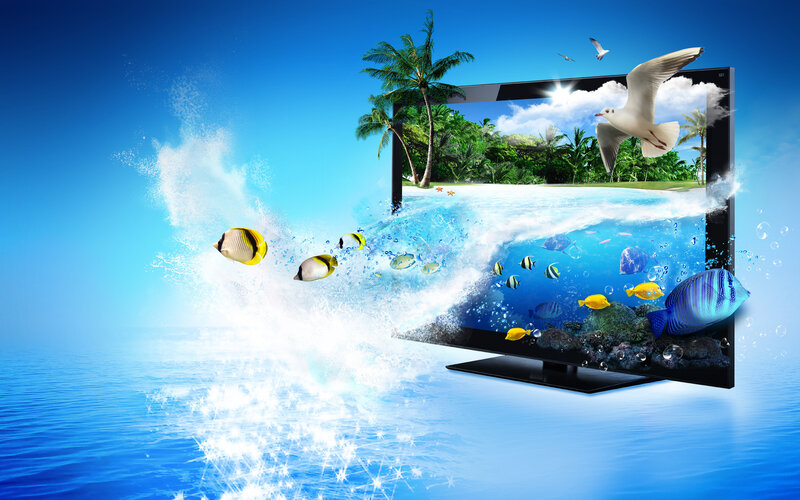 Television with Ocean Scene