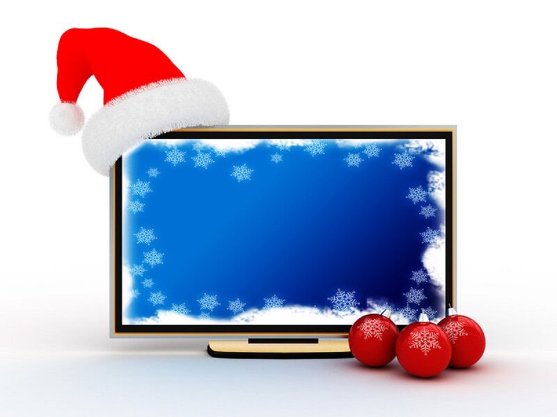 Television with Santa Hat